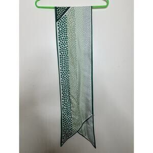 Vintage Pura Seta Rectangle Scarf Pointed End Green Dot Pattern Lightweight Silk